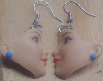 barbie doll head earrings