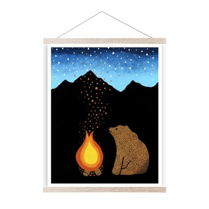 Bear Print bear art bear art nursery bear print nursery campfire art camping print cabin decor cabin print cabin bear image 1