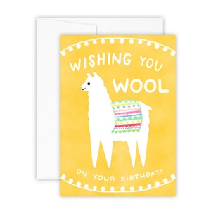Cartão de aniversário de lhama (cartões de aniversário engraçados - cartão de lhama - cartões ilustrados - cartão peculiar - presentes peculiares - arte peculiar - cartão de aniversário moderno)