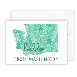 Hola desde la tarjeta de Washington (arte de Washington - Washington - Tarjeta de Washington - Regalo de Washington - Estado de Washington - tarjeta de felicitación)