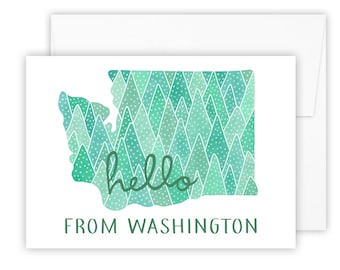 Hello from Washington card (Washington art - Washington - Washington card - Washington gift - Washington state - greeting card)
