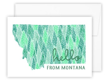 Hello from Montana card (Montana art - Montana  - Montana  card - Montana gift - Montana state - greeting card)