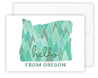 Hello from Oregon card (Oregon art - Oregon - Oregon card - Oregon gift - Oregon state - greeting card)