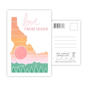 Cartão postal Love from Idaho (cartão idaho - estado de idaho - cartão postal de idaho - boise idaho - presentes de Idaho - feito em idaho - cartão postal feito à mão)