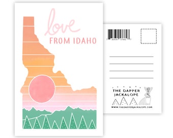 Love from Idaho Postcard (idaho card - idaho state - idaho postcard - boise idaho - Idaho gifts - made in idaho - handmade postcard)