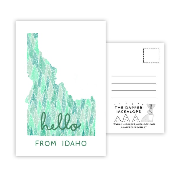 Hello from Idaho Postcard (idaho card - idaho state - idaho postcard - boise idaho - Idaho gifts - made in idaho - handmade postcard)