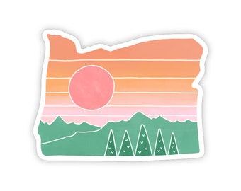 Oregon Sunset Sticker (Oregon sticker - Oregon state sticker - Oregon decal - Oregon vinyl sticker - Oregon gift)