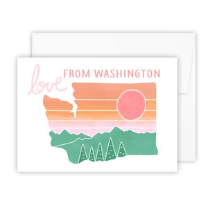 Liebe aus Washington Karte (Washington Kunst - Washington - Washington Karte - Washington Geschenk - Washington State - Grußkarte)