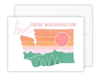 Love from Washington card (Washington art - Washington - Washington card - Washington gift - Washington state - greeting card)