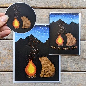 Bear Sticker camping sticker campfire sticker laptop sticker vinyl sticker gift under 5 camping gift water bottle sticker image 2