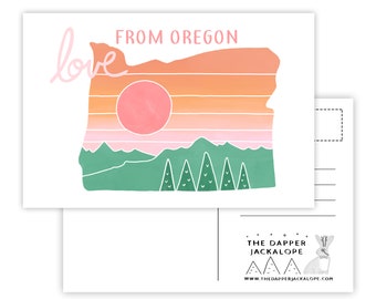 Love from Oregon Postcard (Oregon card - Oregon state - Oregon postcard - Oregon gifts - handmade postcard)