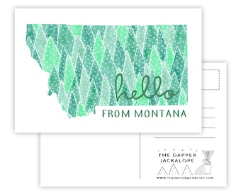 Hello from Montana Postcard (Montana card - Montana state - Montana postcard - Montana gifts - handmade postcard)