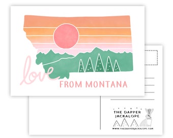 Love from Montana Postcard (Montana card - Montana state - Montana postcard - Montana gifts - handmade postcard)