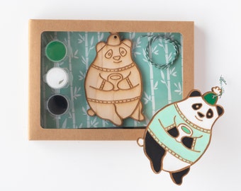 DIY Panda Ornament Craft Kit (panda crafts - ornament kit - craft kit - diy craft kit - diy kits for adults - panda gift - panda wood)