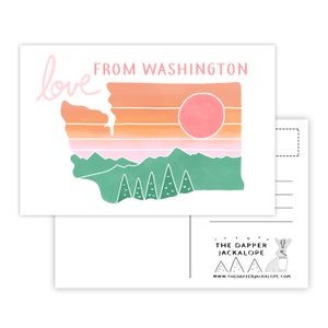 Cartão postal Love from Washington (cartão de Washington - estado de Washington - cartão postal de Washington - presentes de Washington - cartão postal feito à mão)