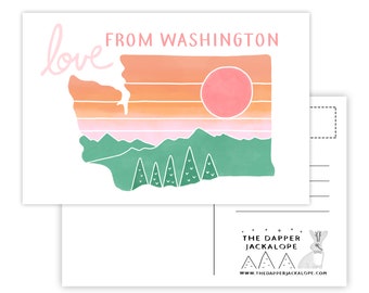 Love from Washington Postcard (Washington card - Washington state - Washington postcard - Washington gifts - handmade postcard)