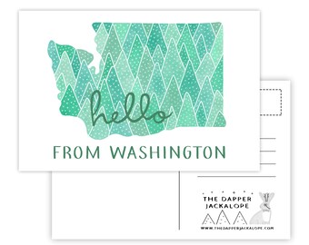 Hello from Washington Postcard (Washington card - Washington state - Washington postcard - Washington gifts - handmade postcard)