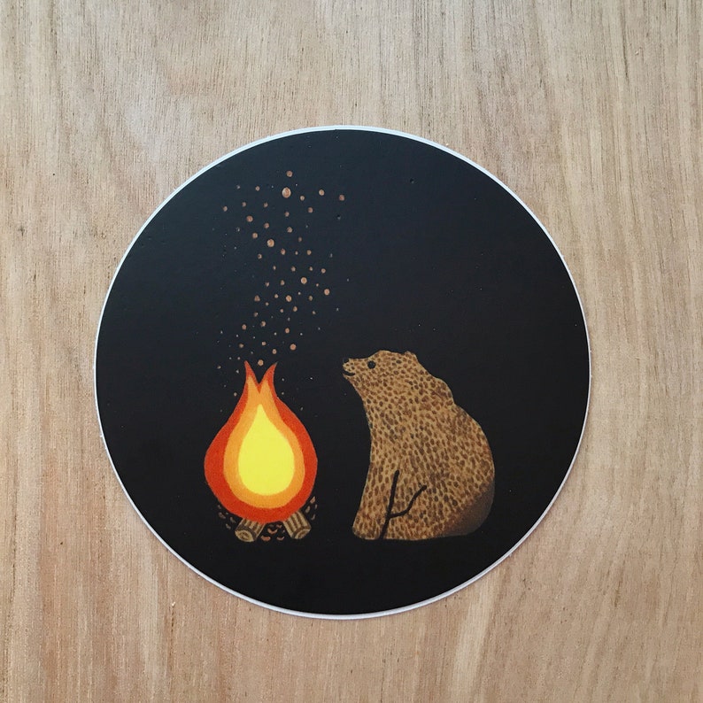 Bear Sticker camping sticker campfire sticker laptop sticker vinyl sticker gift under 5 camping gift water bottle sticker image 3