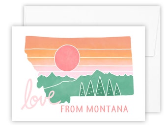 Love from Montana card (Montana art - Montana  - Montana  card - Montana gift - Montana state - greeting card)