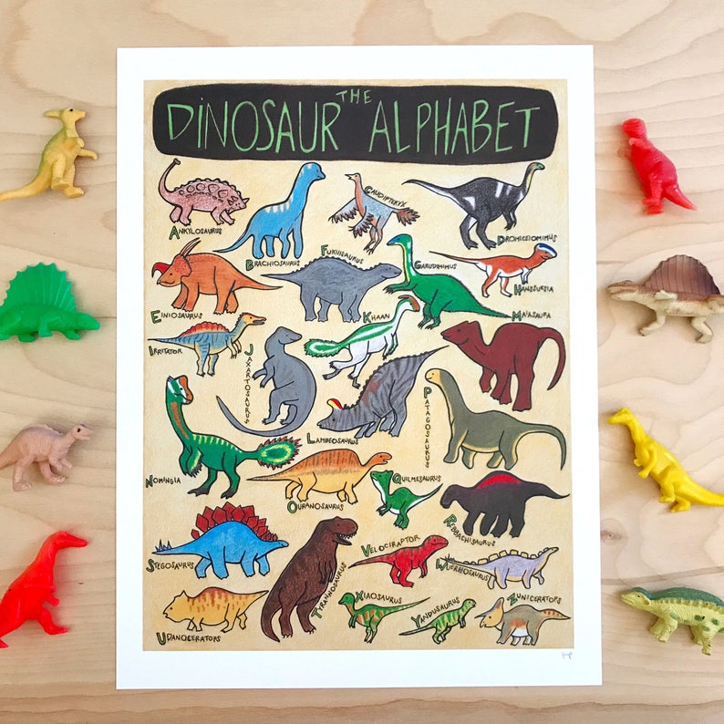 dinosaur alphabet print dinosaur print dinosaur art etsy