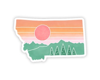 Montana Sunset Sticker (Montana sticker - Montana state sticker - Montana decal - Montana vinyl sticker - Montana gift)