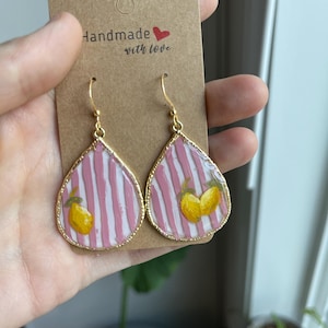 Amalfi Lemon Earrings - Hand Painted Italian