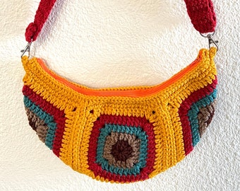Autumnal Colorful Crochet Belt Bag l Autumn Bag l Boho Belt Bag