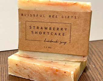 Strawberry Shortcake Soap// Strawberry Soap // Bar Soap // Essential Oil Soap // Homemade Soap // Cold Process // Natural soap