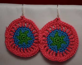 Crochet Thread Handmade Earth Earrings