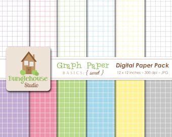 digital graph paper scrapbooking paper pack instant etsy