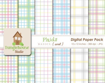 Spring Pastel Plaids Digital Paper Pack