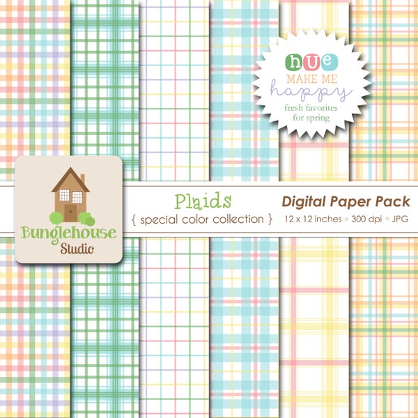 Spring, Easter Plaid Digital Paper Pack