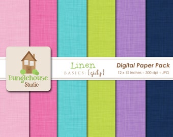 Linen Digital Paper | Pink, Navy, Lime, Turquoise, Purple Linen Backgrounds | 12x12 Digital Scrapbooking | Digital Papers for Commercial Use