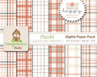 Fall, Autumn Plaids Digital Paper Pack | 12x12 Jpegs