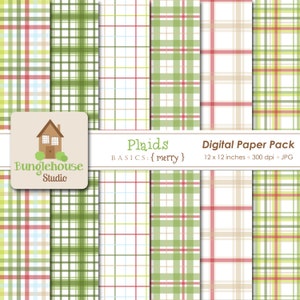 Christmas Plaids Digital Papers | Merry Christmas Paper Pack | Instant Download | Digital Scrapbooking | Red and Green Paper Set