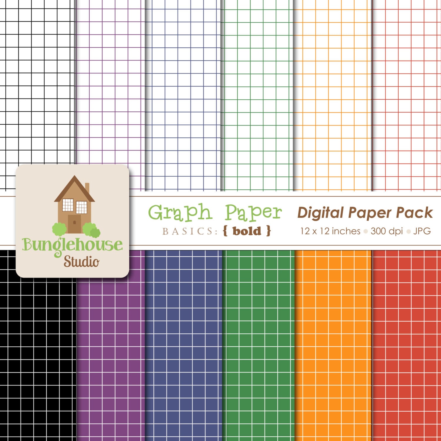 Bold Digital Graph Paper Pack Etsy