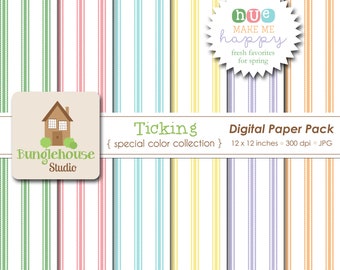 Spring, Easter Ticking Digital Paper Pack