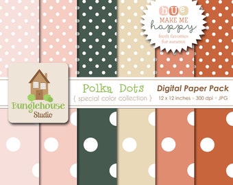 Fall Digital Papers with Large and Small Polka Dots | Autumn Favorites Special Color Collection | HUE Make Me Happy | Boho Modern Polka Dots