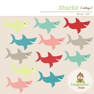 Ensemble de clipart requin | Requin clip art | Cute Shark Graphics pour un usage personnel et commercial