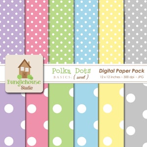 Lente Pastels Polka Dot digitale papier Pack