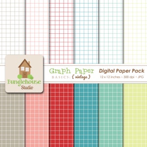 Graph Paper Digital Paper Pack Instant Download Digital Scrapbooking Basics Vintage Style