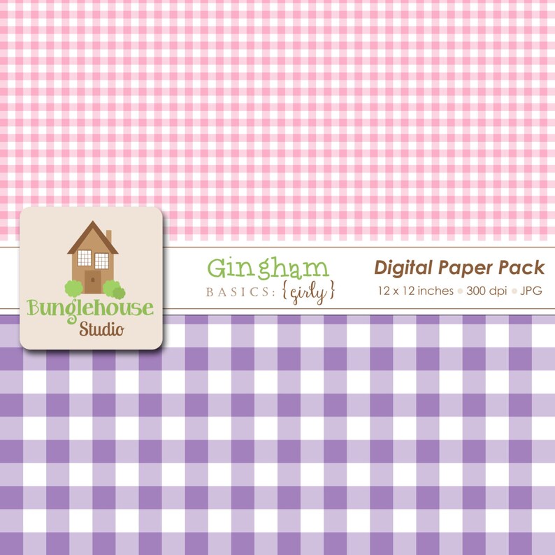 Gingham Digital Paper Pack Instant Download Digital - Etsy