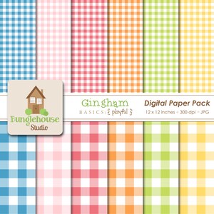 Gingham Digital Paper Pack Instant Download Digital Scrapbooking Basics Playful Style