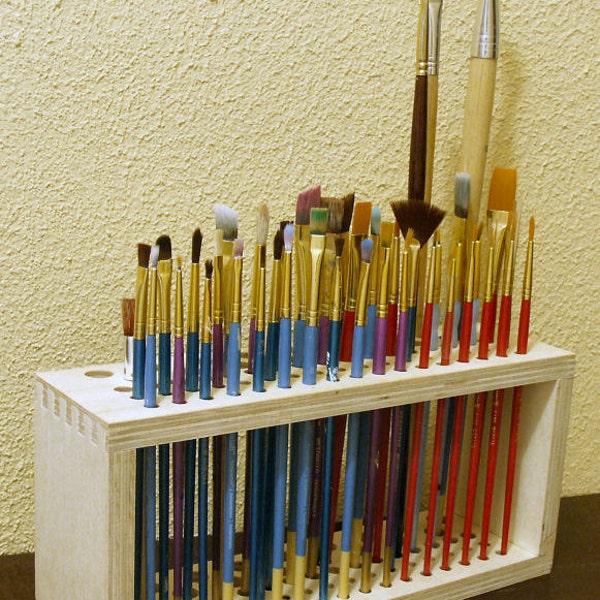 Wooden Paintbrush Holder for Craft Brushes