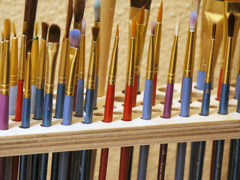Wooden Paintbrush Holder for Craft Brushes Etsy