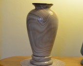 Large Unique Pilgrim Art Glass Slag urn vase with green swirls and original stickers