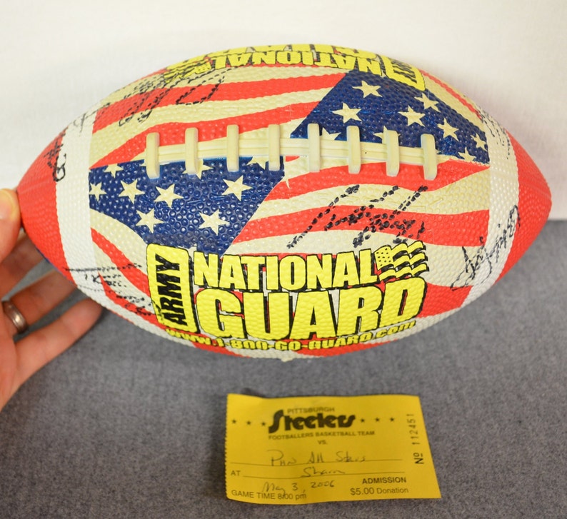 Ike Taylor Pittsburgh Steelers ORGINAL Autographed football with 6 Stars!! Bryant McFadden Charlie Batch