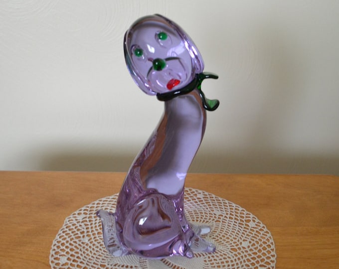Murano Glass Dog Art Glass ZOO Neodymium / Alexandrite Glass Color