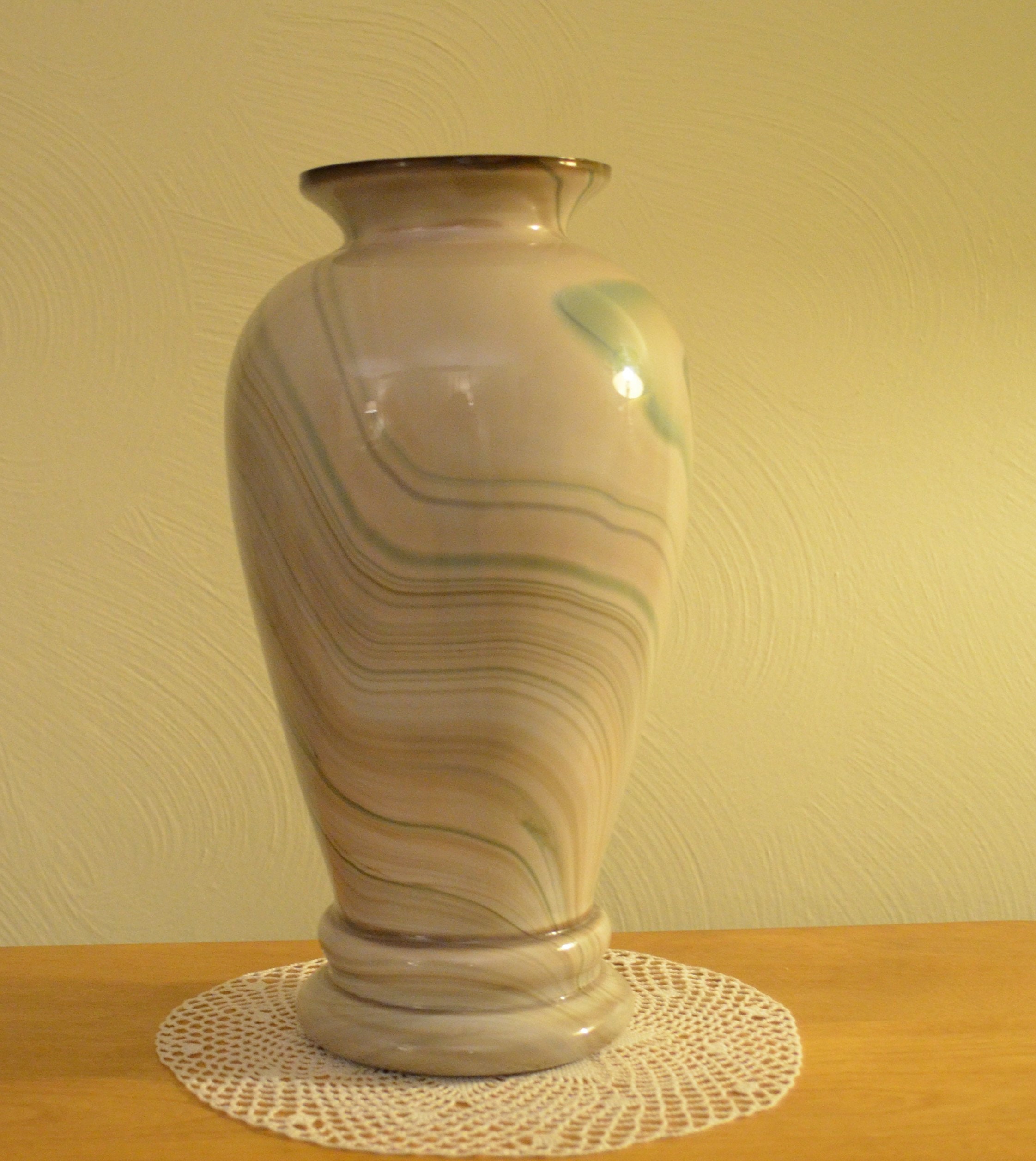Large Unique Pilgrim Art Glass Slag urn vase with green swirls Etsy