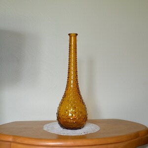 Vintage Empoli glass Decanter Vase in Amber hobnob circle polka dot dots pattern NO stopper Vintage Empoli glass Decanter Vase in Amber hobnob circle polka dot dots pattern NO stopper